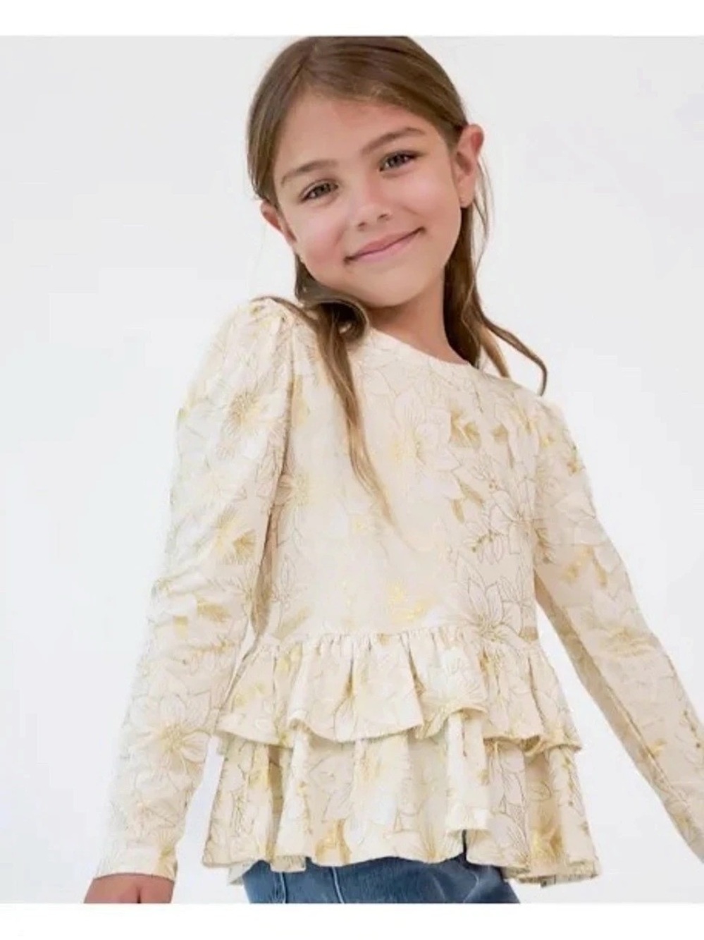 Little Sleepies Golden Blooms tiered peplum top